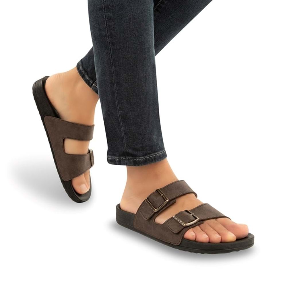 Muya Nova Anatomik Taban Dört Mevsim Erkek Terlik - Kahverengi - 43