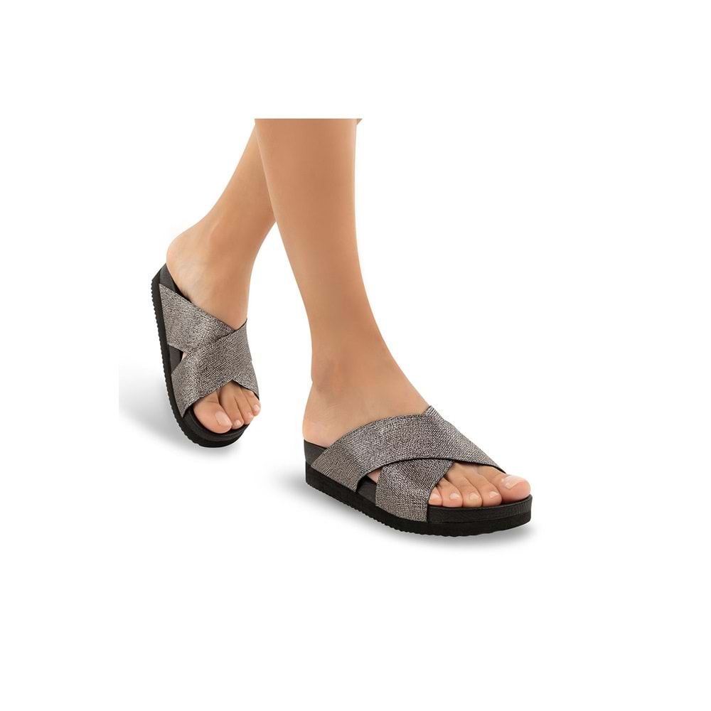 Muya Milas Anatomik Taban Kadın Terlik - Füme - 37