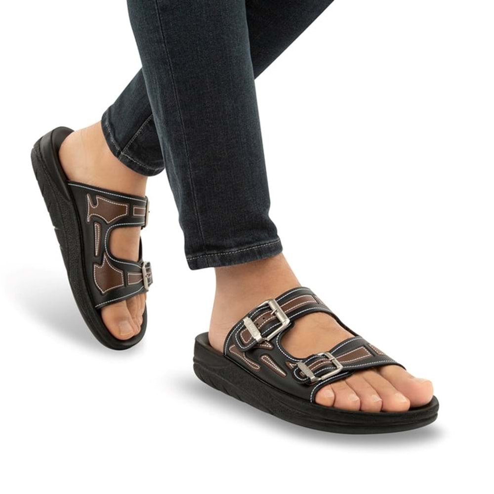 Muya Sports Anatomik Taban Dört Mevsim Erkek Terlik - Siyah-Kahve - 42