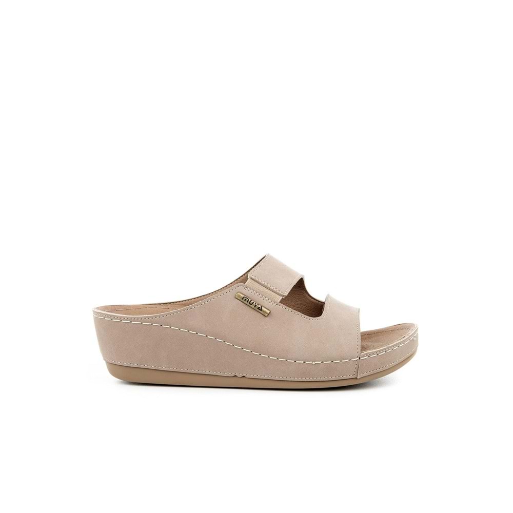 Muya Panna Anatomik Taban Jel Destekli Topuk Dikeni Dört Mevsim Kadın Terlik - Vizon - 37