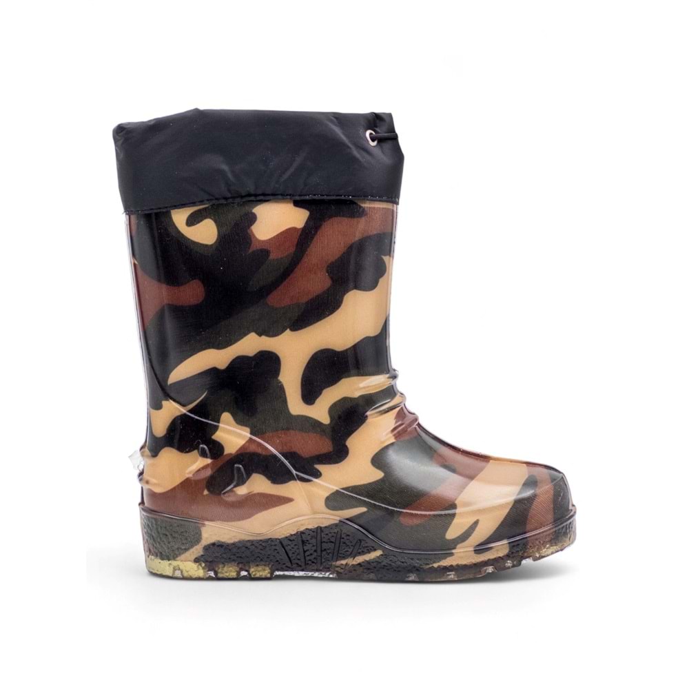 Emek İçi Yünlü Su Geçirmez Çocuk Yağmur Çizmesi - KAHVERENGİ - 30-31