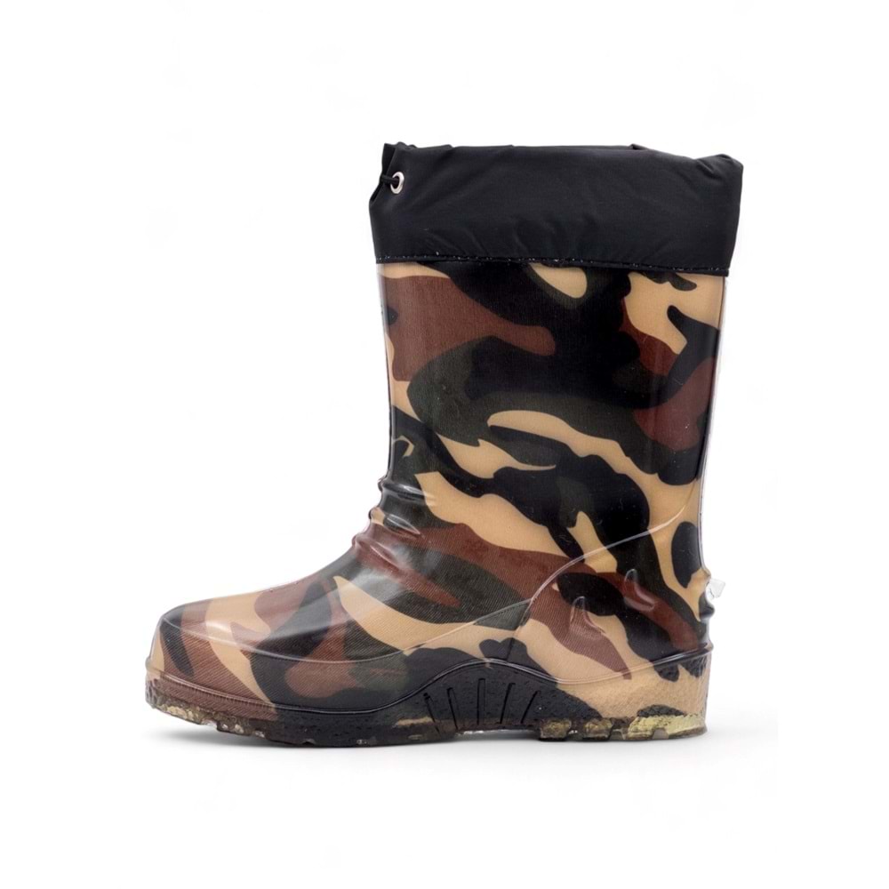 Emek İçi Yünlü Su Geçirmez Çocuk Yağmur Çizmesi - KAHVERENGİ - 30-31