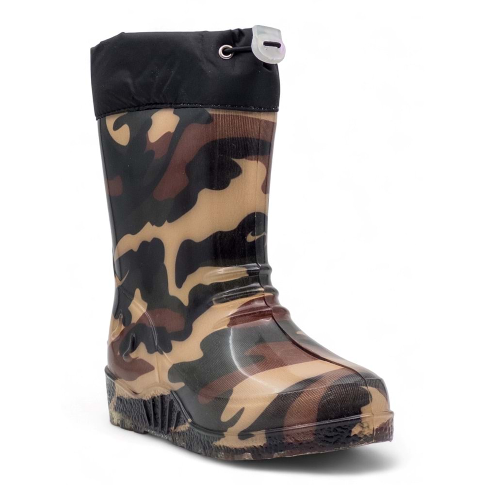 Emek İçi Yünlü Su Geçirmez Çocuk Yağmur Çizmesi - KAHVERENGİ - 30-31