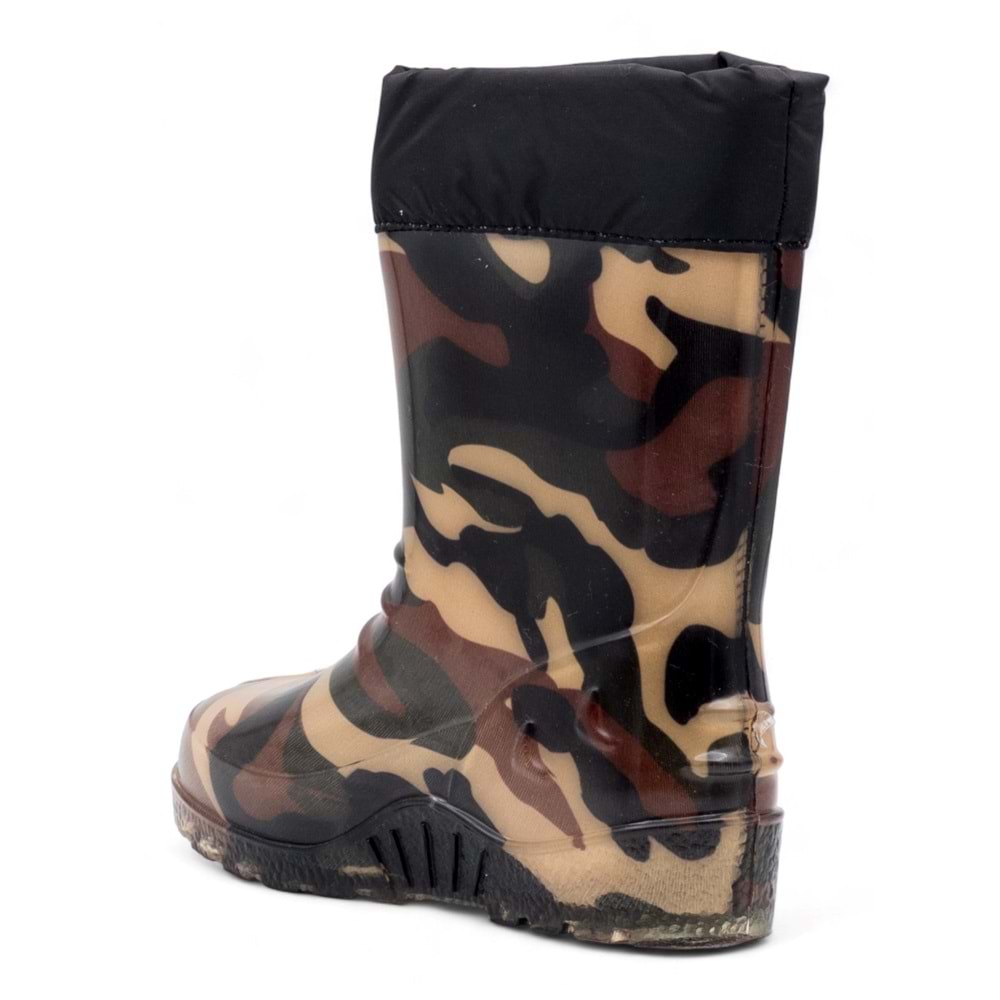 Emek İçi Yünlü Su Geçirmez Çocuk Yağmur Çizmesi - KAHVERENGİ - 30-31