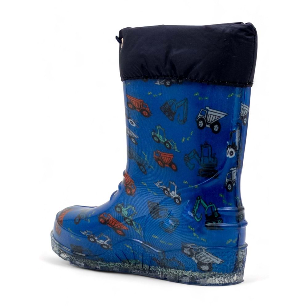 Emek İçi Yünlü Su Geçirmez Çocuk Yağmur Çizmesi - MAVİ - 32-33