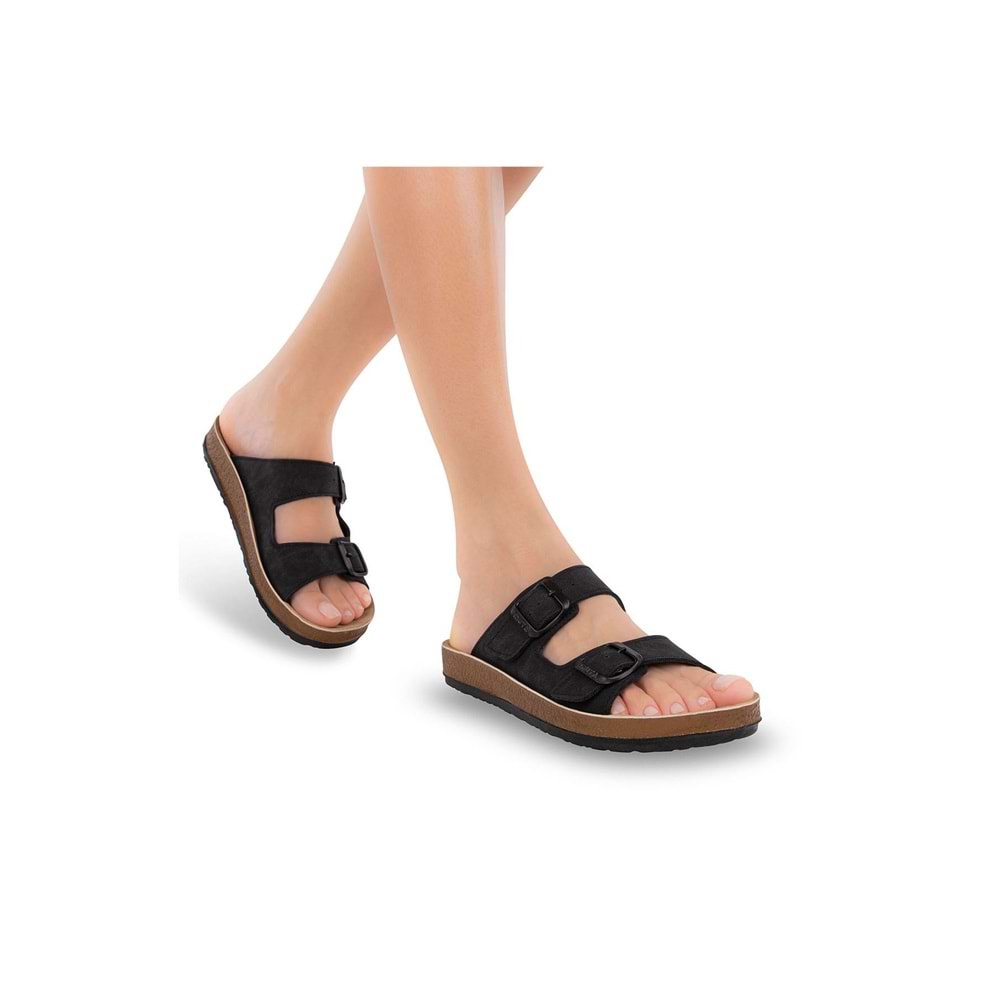 Muya Yuna Anatomik Taban Unisex Terlik - Nubuk Siyah - 40