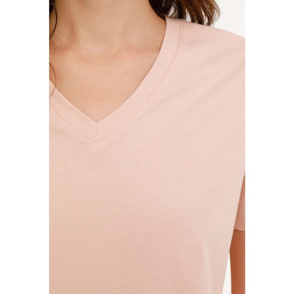 KİNETİX WB V NECK 11SN227 4FX KADIN KISA KOL TİŞÖRT - A.PEMBE - M