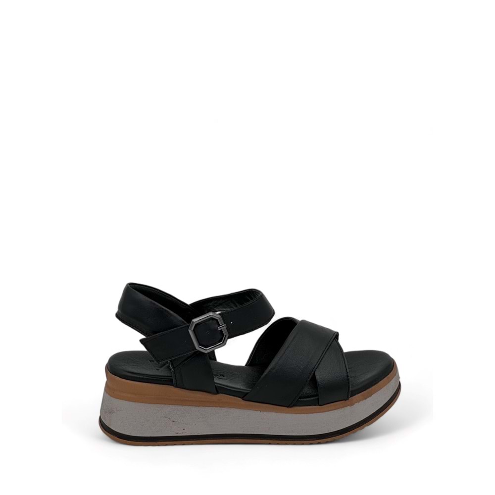 VOYAGER 9714 KADIN DERİ SANDALET - SİYAH - 40