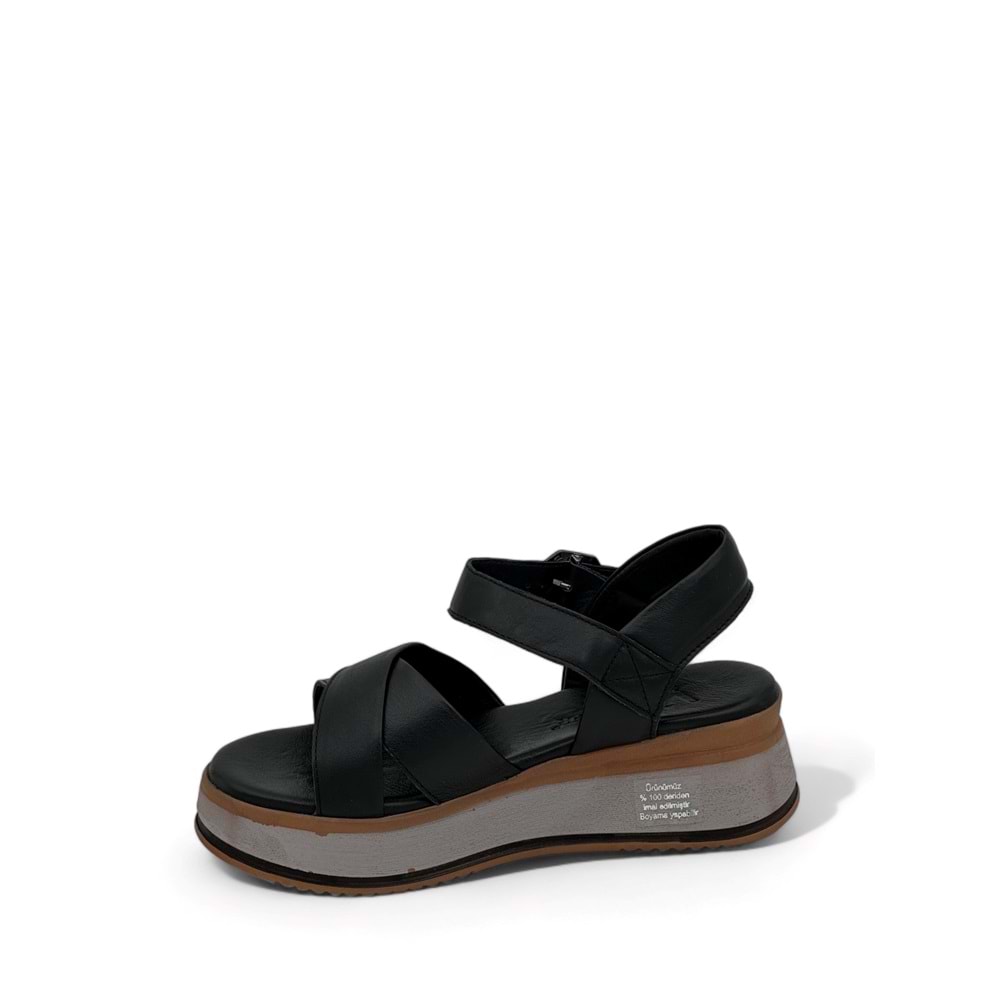 VOYAGER 9714 KADIN DERİ SANDALET - SİYAH - 40