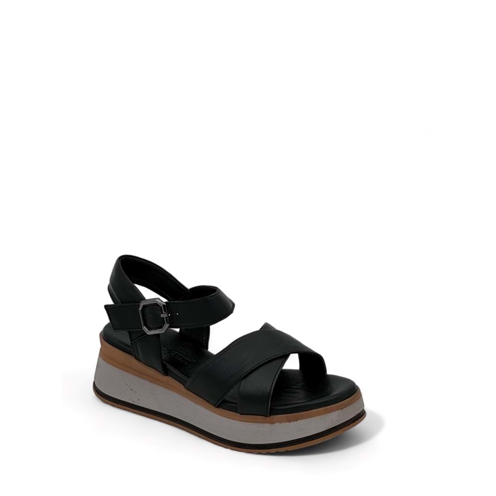 VOYAGER 9714 KADIN DERİ SANDALET - SİYAH - 40