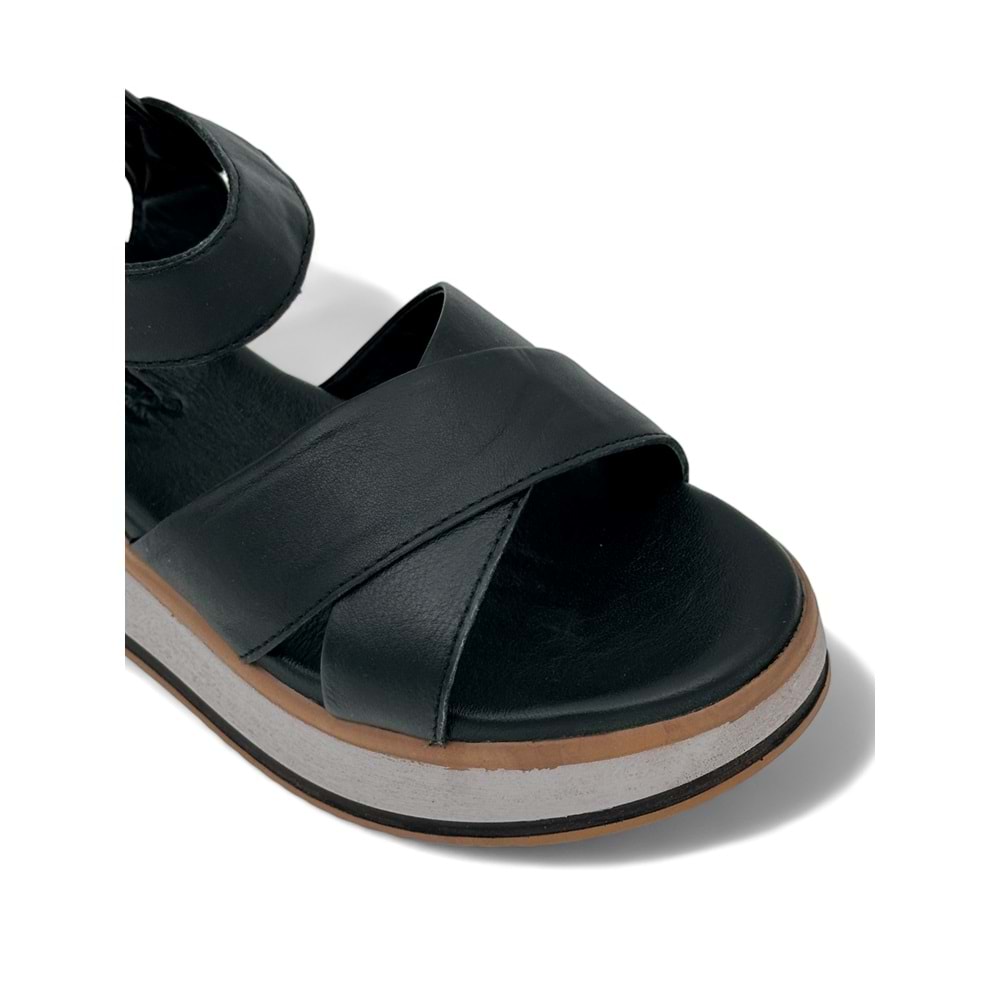 VOYAGER 9714 KADIN DERİ SANDALET - SİYAH - 40