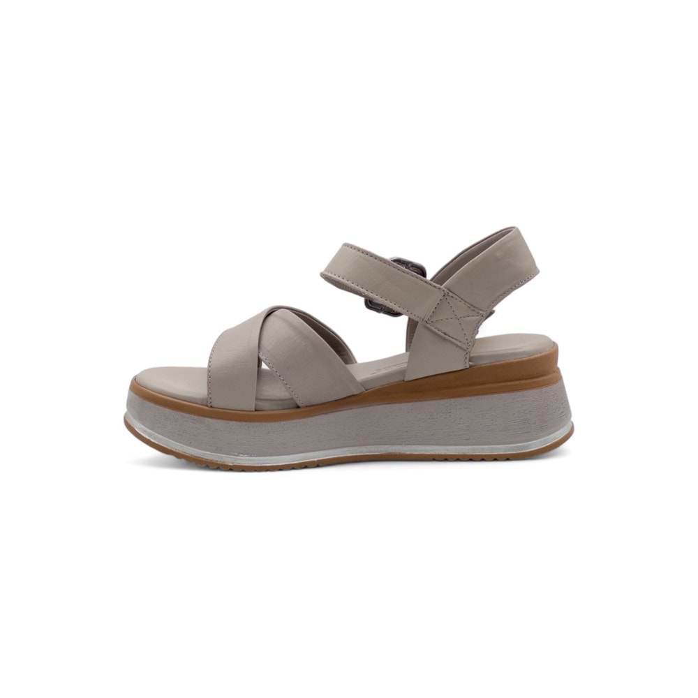 VOYAGER 9714 KADIN DERİ SANDALET - TAŞ - 40