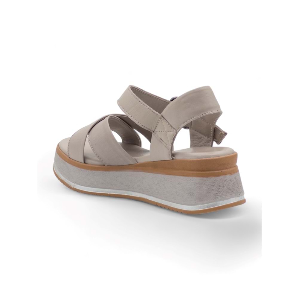 VOYAGER 9714 KADIN DERİ SANDALET - TAŞ - 40