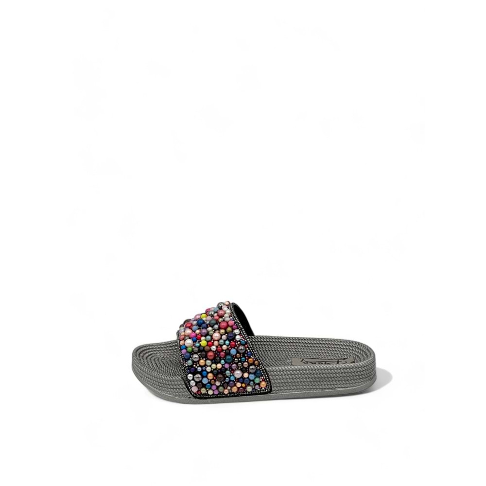 PİENN 20037-004 RENKLİ BONCUKLU TERLİK - FÜME - 37