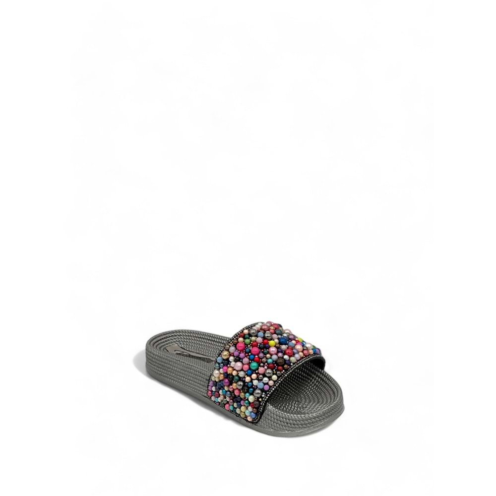 PİENN 20037-004 RENKLİ BONCUKLU TERLİK - FÜME - 37