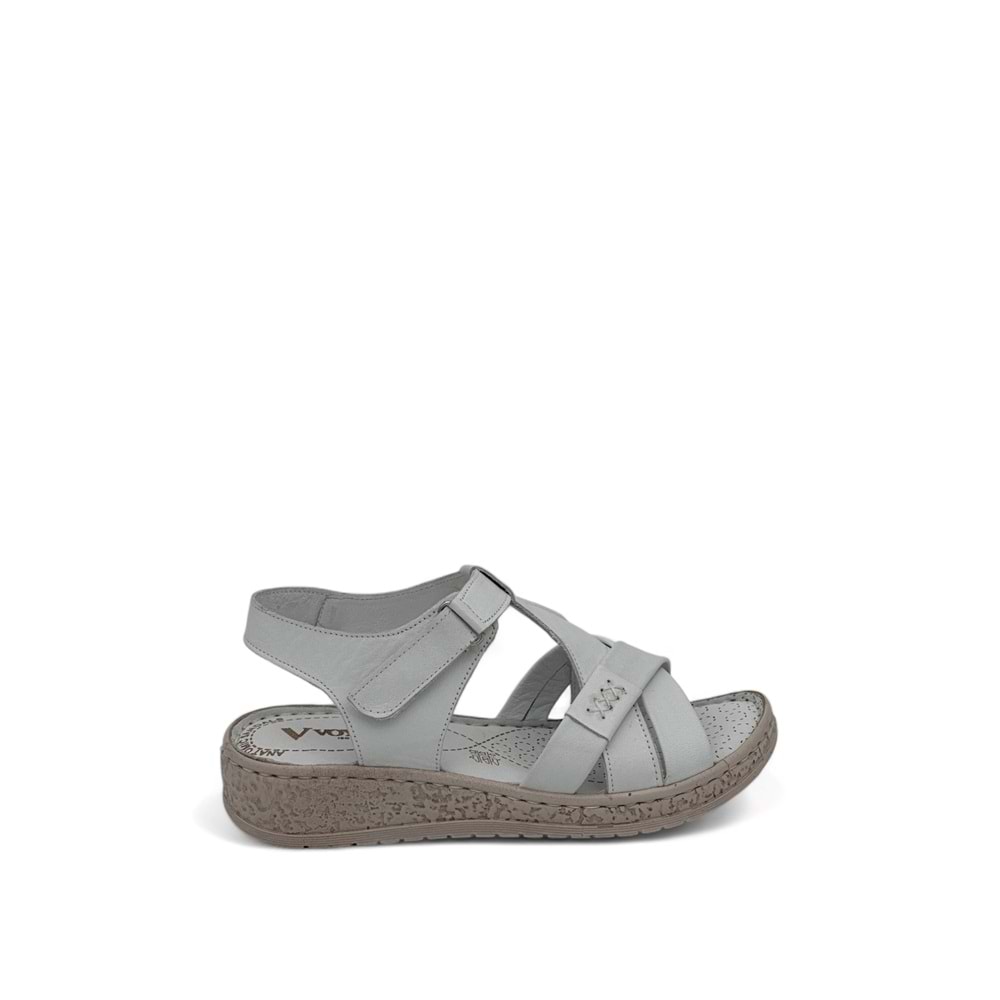 VOYAGER 9216 KADIN DERİ SANDALET SARAÇLI - BEYAZ NATA - 39