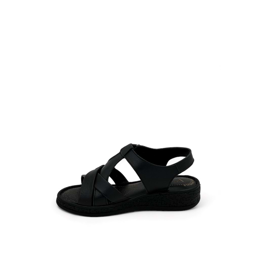 VOYAGER 9216 KADIN DERİ SANDALET SARAÇLI - SİYAH NATA - 37