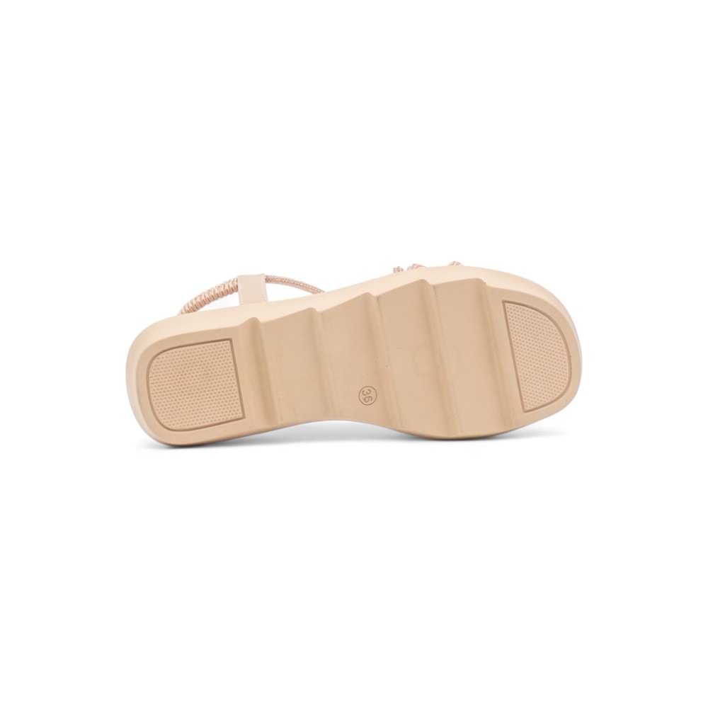 ŞANZELİZE ÇAPRAZ TAŞLI KADIN SANDALET - BRONZ - 40