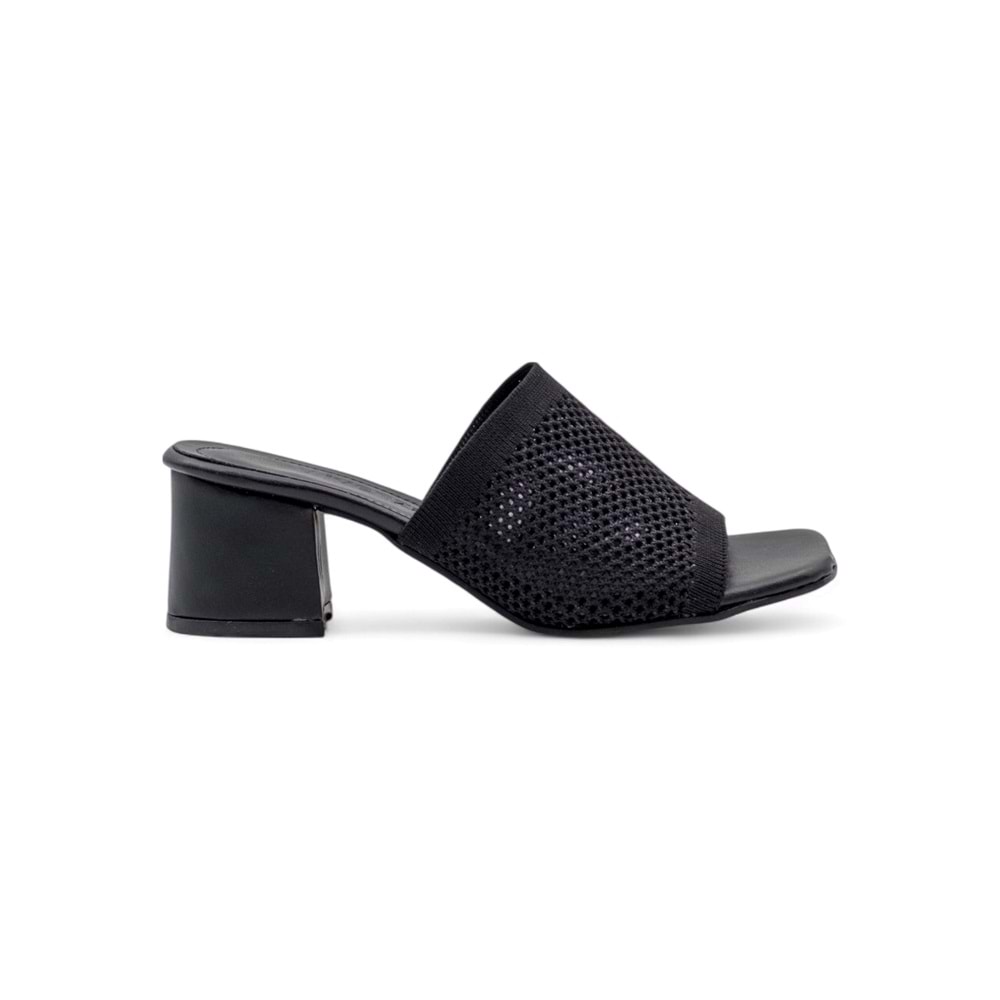 VİVENZA HASIRLI KADIN TOPUKLU TERLİK - SİYAH - 36