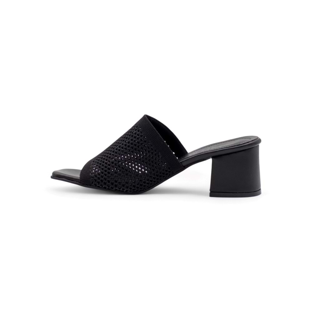 VİVENZA HASIRLI KADIN TOPUKLU TERLİK - SİYAH - 36