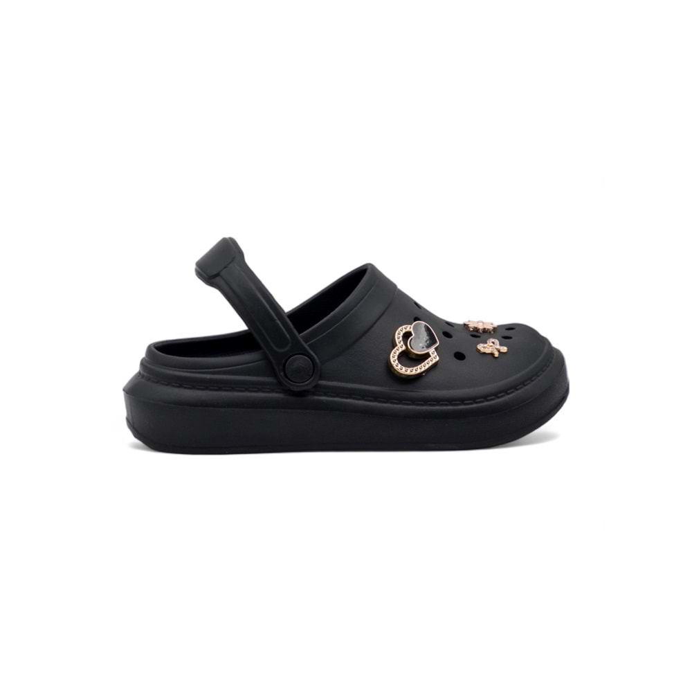 AKINALBELLA E263.012 TAŞLI KADIN CROCS TERLİK - SİYAH - 36