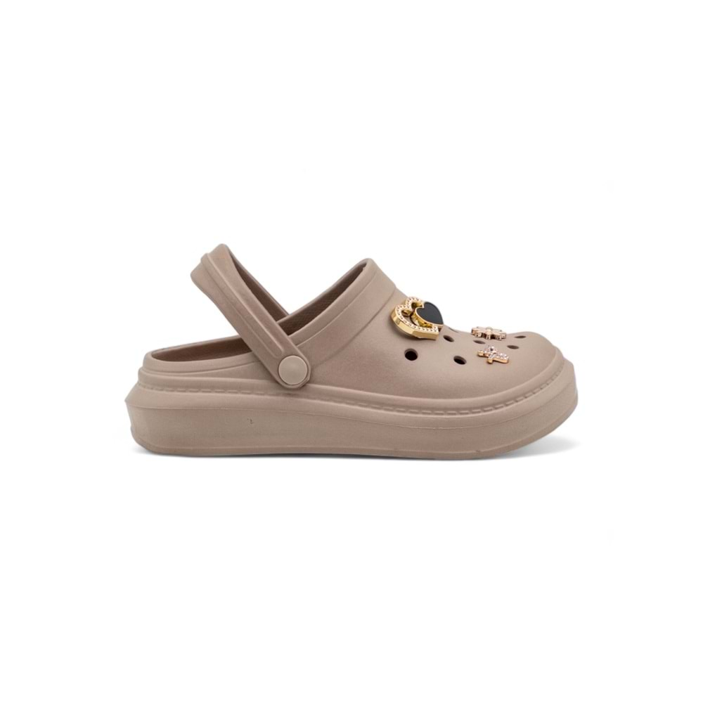 AKINALBELLA E263.012 TAŞLI KADIN CROCS TERLİK - VİZON - 40