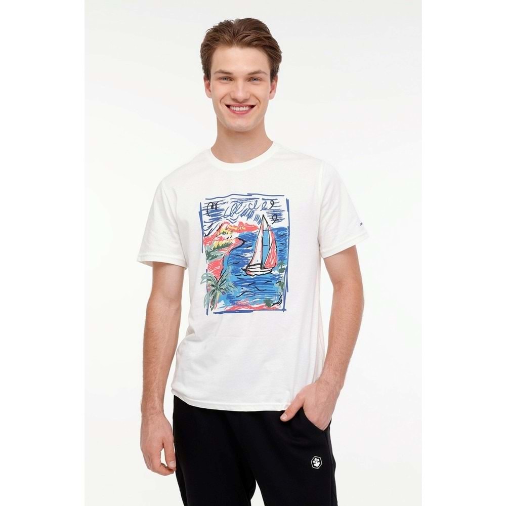 LUMBERJACK ML WILLY 11DS1006 4FX ERKEK KISA KOL TİŞÖRT - EKRU - XL