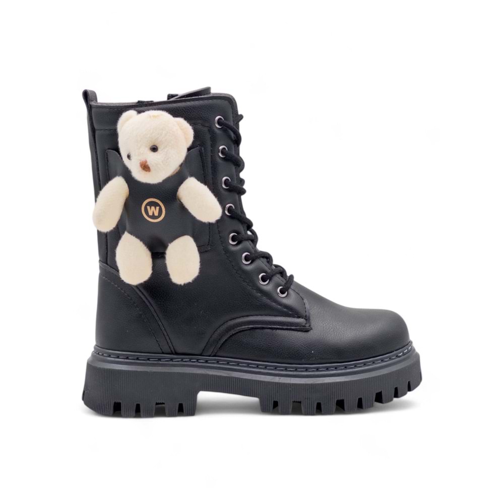WANETTİ AYICIKLI KIZ ÇOCUK BOT - SİYAH - 35