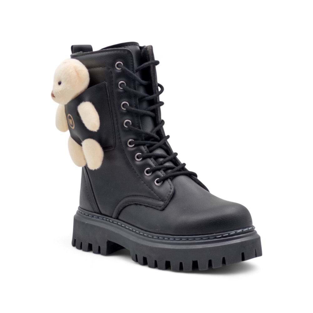 WANETTİ AYICIKLI KIZ ÇOCUK BOT - SİYAH - 35