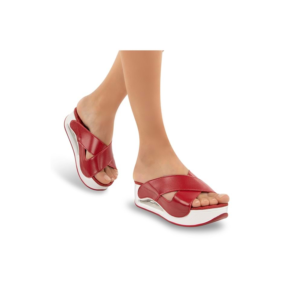 Muya Penelope Anatomik Air Max Tabanlı Topuk Dikeni Kadın Terlik - Kırmızı - 39
