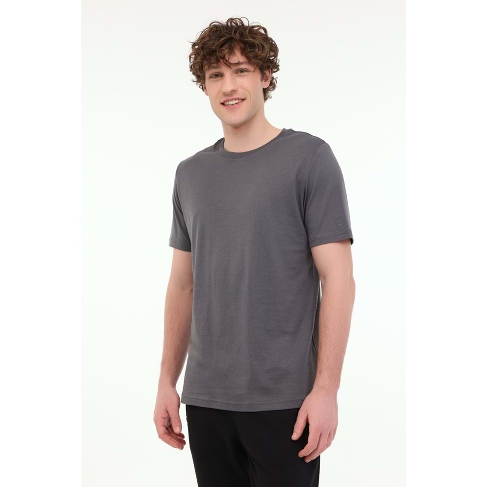 LUMBERJACK MB CT110 PM C NK T-SH 5FX ERKEK KISA KOL TİŞÖRT - ANTRASİT - M