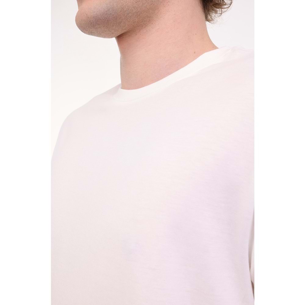 LUMBERJACK MB CT110 PM C NK T-SH 5FX ERKEK KISA KOL TİŞÖRT - KIRIK BEYAZ - L