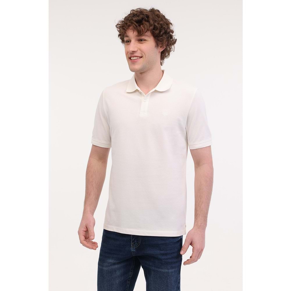 LUMBERJACK MB CT953 POLO T-SH 5FX ERKEK KISA KOL POLO TİŞÖRT - KIRIK BEYAZ - L