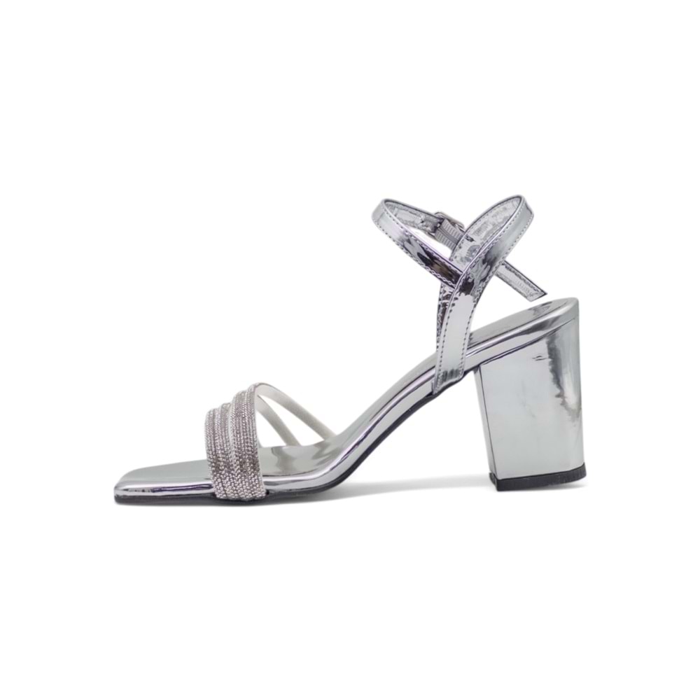 PANDORA MODA Y25.50.03 DÖRT ŞERİT TAŞLI KADIN KALIN TOPUKLU ABİYE - GÜMÜŞ - 39