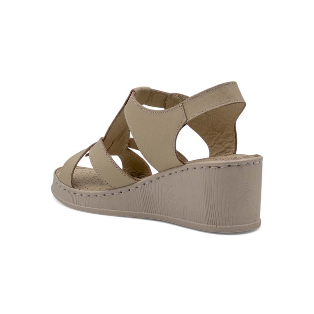 VOYAGER 9200 HAKİKİ DERİ KADIN ÇAPRAZ SANDALET - BEJ - 41