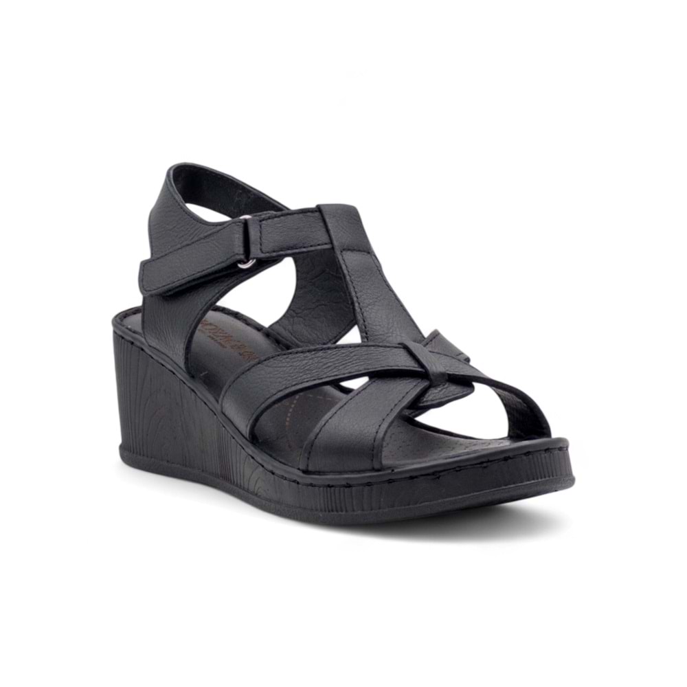 VOYAGER 9200 HAKİKİ DERİ KADIN ÇAPRAZ SANDALET - SİYAH - 40
