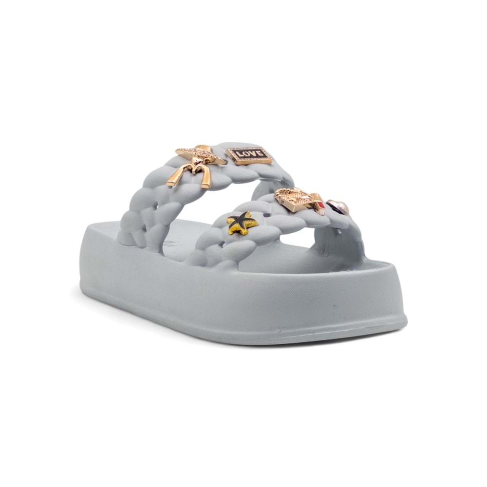 SONIMIX EZ0185.01 TAŞLI KADIN TERLİK - BUZ GRİ - 38