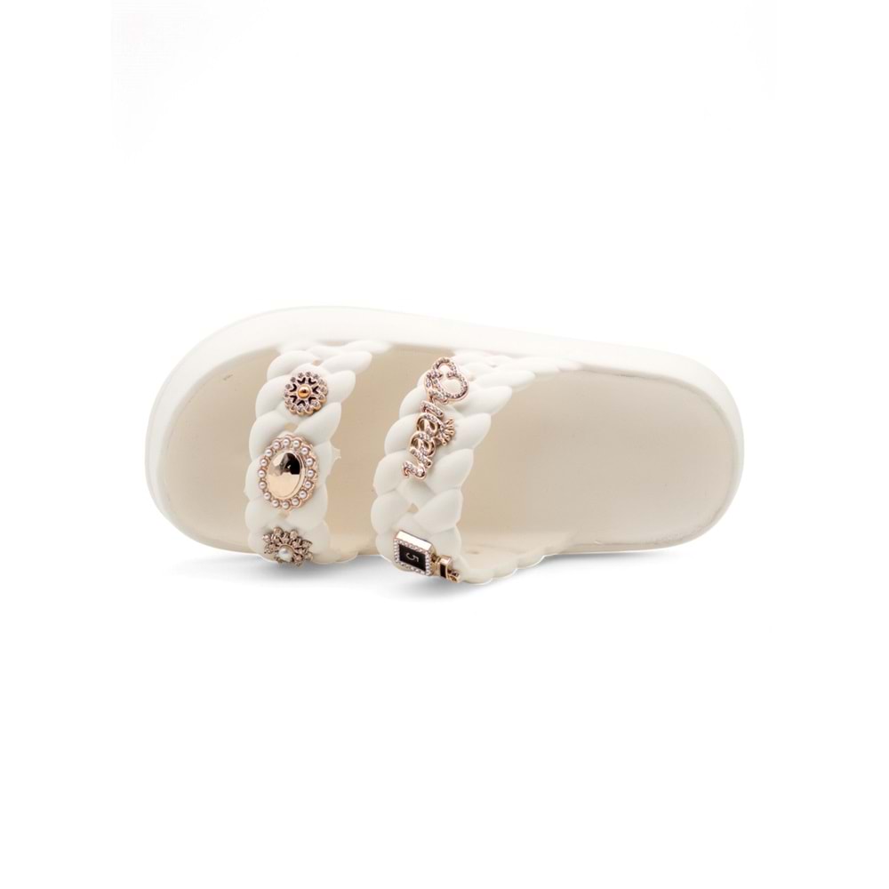 SONIMIX EZ0185.01 TAŞLI KADIN TERLİK - KREM - 40