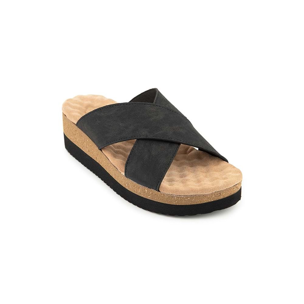 Muya Fast Anatomik Taban Topuk Dikeni Kadın Terlik - Nubuk Siyah - 40