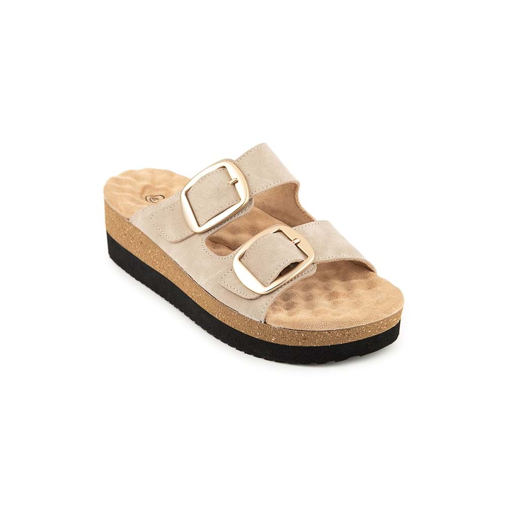 Muya Pantai Anatomik Taban Topuk Dikeni Kadın Terlik - Krem - 37