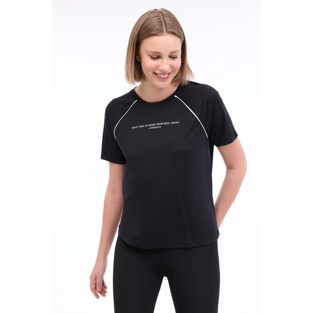 LUMBERJACK WL ANISA 11MS425 5FX KADIN KISA KOL TİŞÖRT - SİYAH - L