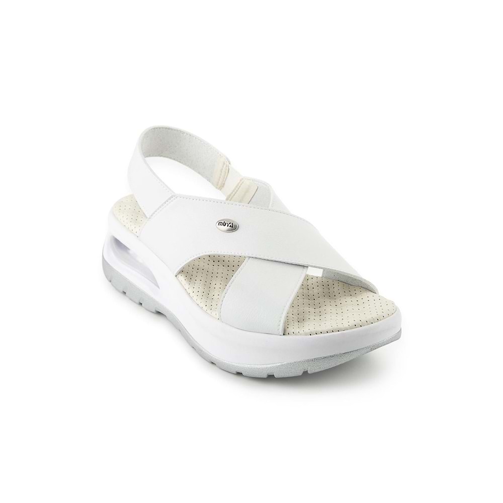 Muya Nwanwa Anatomik Air Max Tabanlı Topuk Dikeni Kadın Sandalet - Beyaz - 37