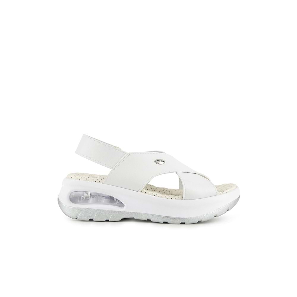 Muya Nwanwa Anatomik Air Max Tabanlı Topuk Dikeni Kadın Sandalet - Beyaz - 39