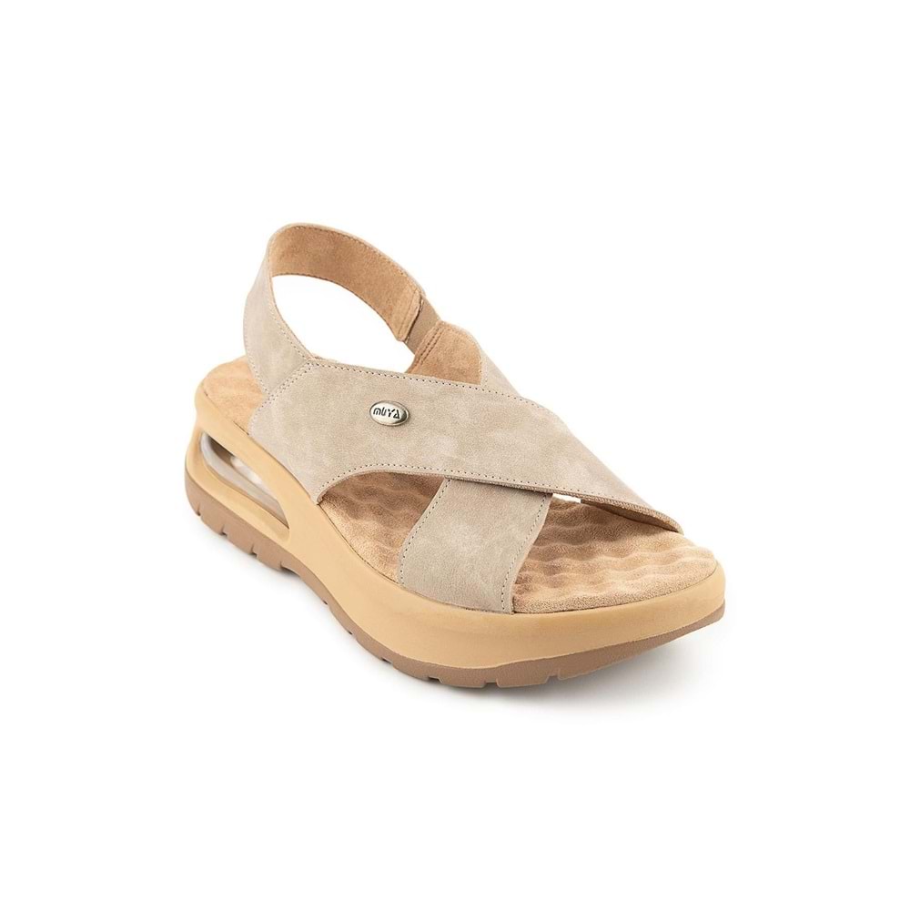 Muya Nwanwa Anatomik Air Max Tabanlı Topuk Dikeni Kadın Sandalet - Krem - 40