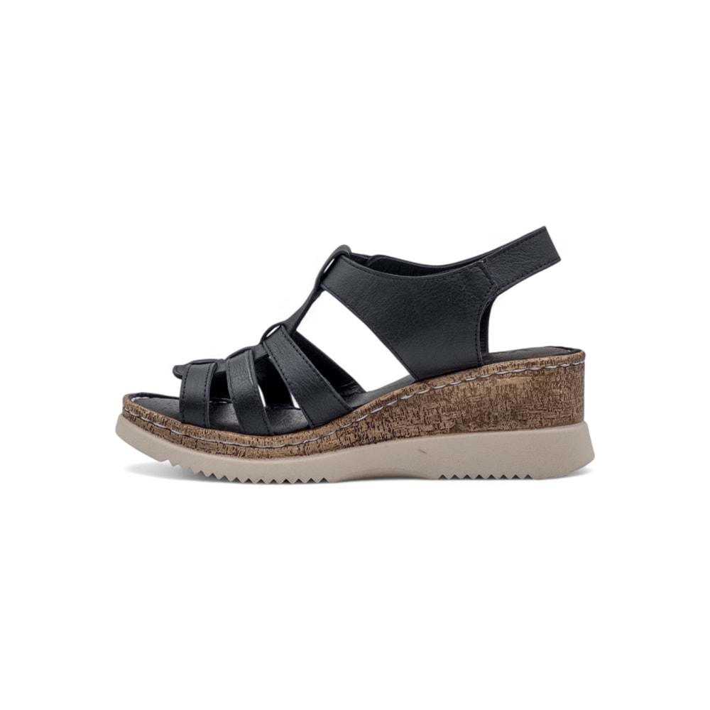 VOYAGER 9208 HAKİKİ DERİ KADIN SANDALET - SİYAH - 40