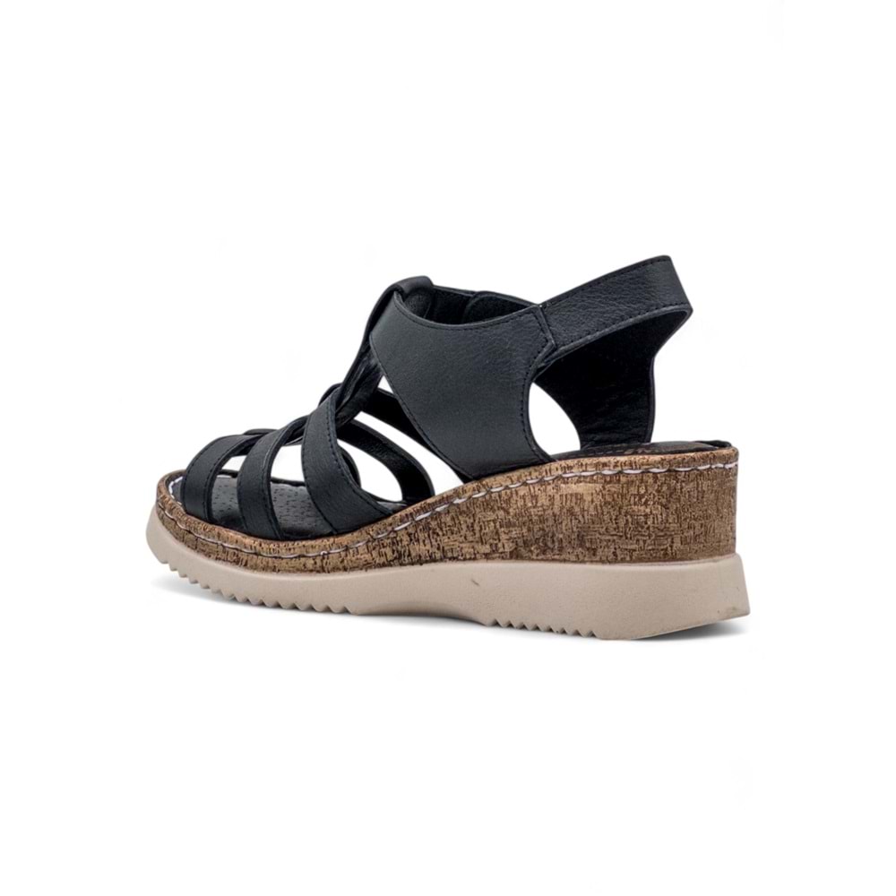 VOYAGER 9208 HAKİKİ DERİ KADIN SANDALET - SİYAH - 40