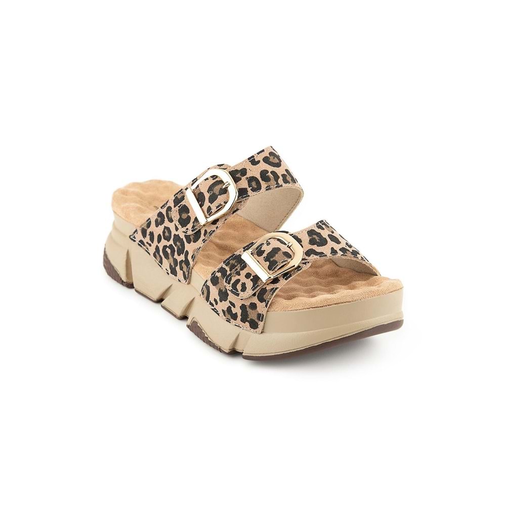 Muya Kiirus Anatomik Taban Topuk Dikeni Kadın Terlik - Leopar - 39