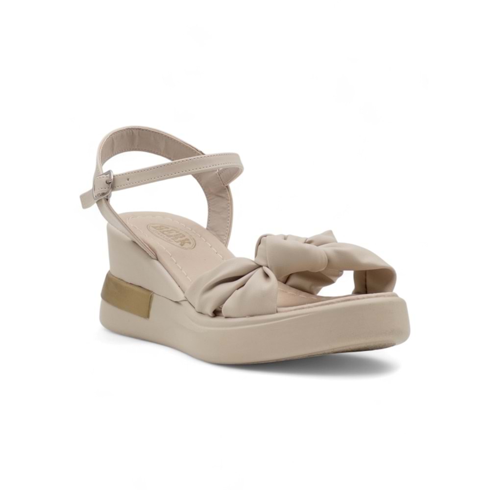 BERK POLİ TABAN DÜĞÜMLÜ KADIN SANDALET - KREM - 40