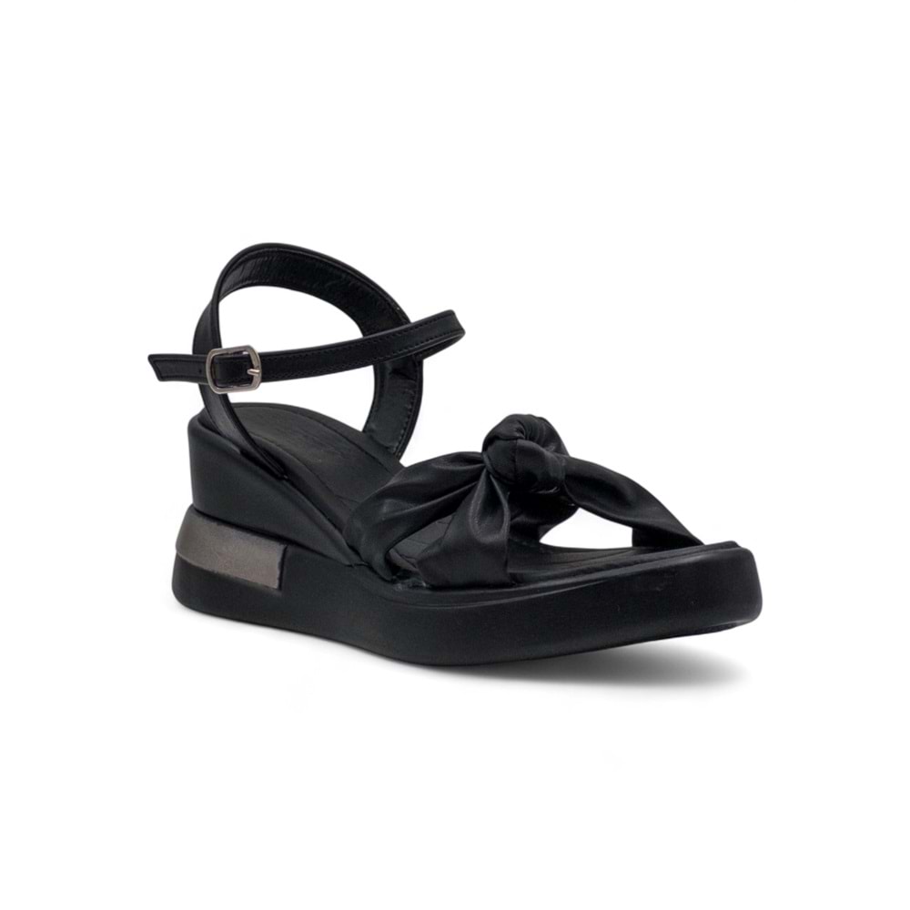 BERK POLİ TABAN DÜĞÜMLÜ KADIN SANDALET - SİYAH - 37