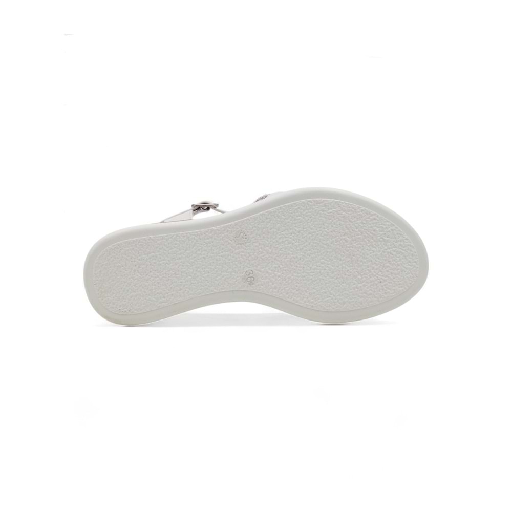 BERK POLİ TABAN TAŞLI KADIN SANDALET - BEYAZ - 40